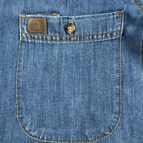 Wrangler Western Cowboy Biggs Workwear Mens Long Sleeve‎ Denim Shirt Size LT - Picture 10 of 16